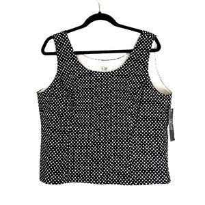 LE SUIT PETITE- WOMENS BLACK WHITE COTTON PULL OVER TOP SIZE 16P